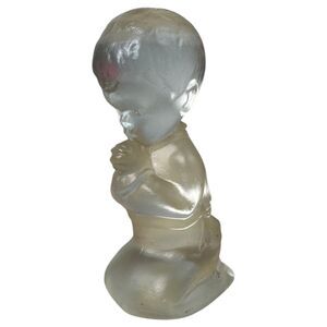Fenton Glass Frosted Praying Kneeling Boy Figurine 3.75 inches